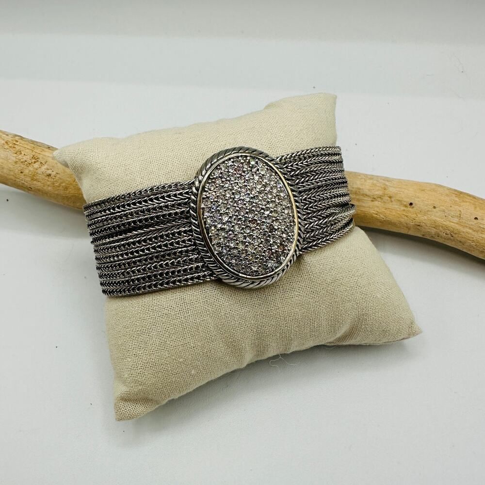 Magnetic Multistrand CZ Center Medallion Bracelet